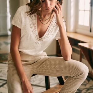 NWOT Sezane Mina T-shirt in Ecru
